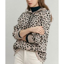 [MAXZA]레오파드 패턴 후드 니트