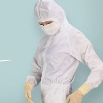 케이엠 방진복 후드형 크린룸 작업복 무진복 투피스, 화이트S