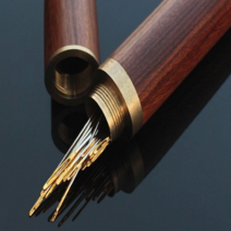 백카벨로 원목 바늘통 바늘케이스 보관함 박달나무 바늘보관통 노인바늘6피스 골무 동봉 세트