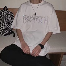 여름 반팔 남여 루즈핏 캐주얼 심플 프린트 커플티 트렌드