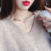 하나린 써지컬스틸 플랫 심플 드롭 목걸이 러블리 티타늄골드 참 네크리스 액세서리 패션쥬얼리