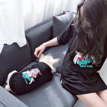 강아지맨투맨 강아지커플룩 대형견옷 닥스훈트 웰시코기 couple 강아지견주커플룩 플러스사이즈 오버핏 28 여름 캐릭터 오데르 고양이 친자복 얇은 반팔 남색 법두 강아지 옷 한국판, 그린 (성인 버전과 강아지 버전은 약간의 색차가 있으니