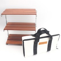 언커먼 3단 캠핑 우드쉘프 접이식 선반 + 전용파우치