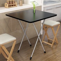오브민 접이식 사각 사이드 테이블 600 x 600 x 700mm, 블랙
