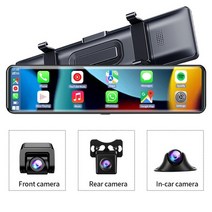 k1 대시 캠 와이파이 무선 카플레이 앰프 android auto 1440p 3 카메라 백미러 gps navigation bt car dvr video fm transmission, 피크 - k1, 카드 없음