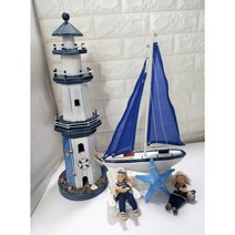 파란 돛 배 대-48cm 배모형 여름 장식, 대