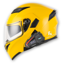 킥커머스 풀페이스 시스템 K20 블루투스 오토바이헬멧, 베이직옐로우, L