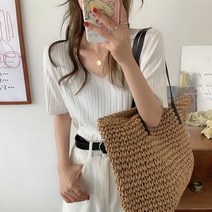 곽씨네슈퍼 데일리 여자 쿨 브이넥 니트 반팔