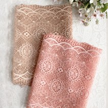 패브릭샵 스판레이스 에리카 2컬러, 골드베이지