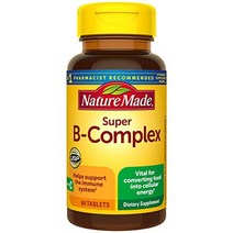 NATURE MADE 비타민C와 엽산이 함유된 네이쳐 메이드 슈퍼비 콤플렉스 세포 에너지 건강 보조 식품 60정 6, 60 개입 1 팩, 단색
