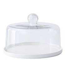 디저트 트레이 덮개 베이커리 뷔페 업소용 케이크접시, 21cm + 플라스틱 커버