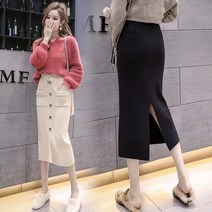 L.HOUSE STORE여성 니트 스커트 롱스커트 가을 겨울 슬림핏 플리츠스커트 롱스커트 니트스커트 플레어스커트