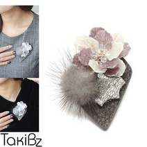 타키비즈 [타키비즈] 자개꽃 밍크 자석 브로치