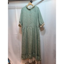 돌체비타샵 잔꽃 플라워 레이스 프릴 라운드 반팔 롱원피스