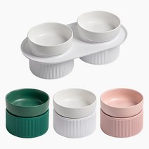 강아지 밥그릇 고양이 물그릇 애견 식기 세라믹 도자기 높이 식탁, 싱글, 핑크