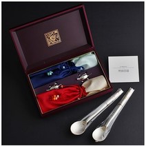 원앙 금부 은수저 99% 2벌 24k 거북받침 실크케이스 비단주머니 보자기포장 어버이날 선물 부모님 고급 명품 숟가락 젓가락 결혼 기념일 혼례 혼수품 답례품 풀세트 전통 예단 추천, 블루보자기포장