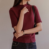 겨울컬러 라쿤 굵은골지 반팔니트
