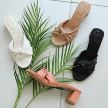 소프트 쿠션 매듭 뮬 샌들 슬리퍼