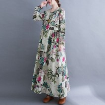 빅사이즈 여성 미시 자연주의 뉴트로 원피스 꽃 무늬 프린팅 해변 신혼여행 바캉스 휴양지