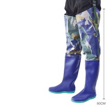 Makone 허벅지장화 허리장화 갯바위장화 선상장화, 38 (한국사이즈 240mm), 네이비 블루 위장 연장 니트 원단