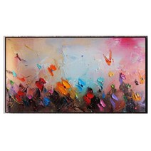 지폐저금통 인테리어저금통 돼지 흰색 연꽃 캔버스 손으로 그린 유화 추상 질감 그림 풍경 식물 잎 벽 예술, 149.120x180cm No Frame  F