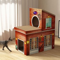 튼튼한 고양이 숨숨집 만들기 냥이 스크래쳐 박스 숨집 2층 별장 diy 고양이집 동굴 종이 박스집 이층 캣타워 펫 하우스 DIY, 타입2