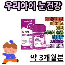 아이 유아기 아동기 눈케어 베타카로틴 대용량 약 3개월분 블루베리맛 씹는 씹어서 십어서 블루배리맛 배타카로틴 성장기 로돕신 추어블 정제 츄어블 츄어불 추어불 제품 추천 건기식 인증