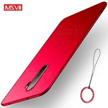 Redmi Note7 Note8 프로 케이스 MSVII 하드 Xiaomi Note 8 Pro 커버 매트 참고 7, Red Lanyard Ring, 레드