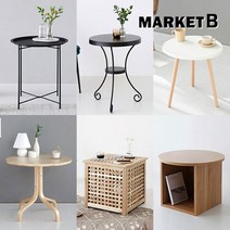 마켓비 사이드테이블 철제 원목 보조 간이 미니 침대옆 소파 소형 MK0014, TOSAR-화이트