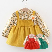 몽실이 플라워장식 코듀로이 원피스