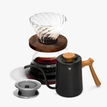 웨어드 핸드드립세트 티타늄 커피 드리퍼 스텐 필터 로브패키지01 드립포트 화이트, 로브패키지02세트 (웨이브 월넛), 로브 드립포트 (블랙)