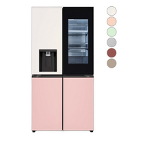 LG전자 오브제컬렉션 얼음정수기냉장고 글라스 노크온 핑크 820L 방문설치, W822GBP452S, 베이지+핑크