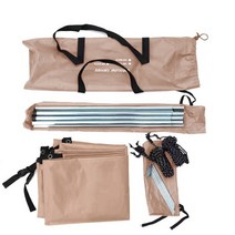 차량용 루프탑텐트 자동차 차지붕 원터치 차박 텐트 방수 측면 천막 태양 대피소 캠핑, 카키색 옷감, 200x440cm