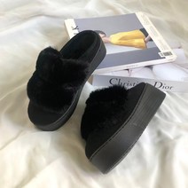믹스 퍼 털 통굽 뮬 슬리퍼 (털안감) 6cm