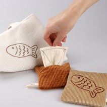[제로웨이스트] 뻬르끌로 소창 손수건 4장 + 붕아빵 파우치 SET, 베이지
