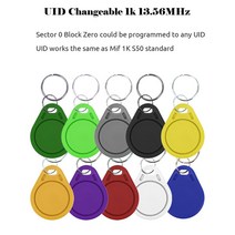 100pcs UID RFID 태그 변경 가능 1k 13.56mHz IC S50 블록 0 섹터 쓰기 스마트 링 열쇠 고리 외계인 칩 키, 단일옵션
