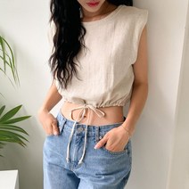 치코엘라 ㅡ 뎃네메 나시 스트링 린넨 블라우스
