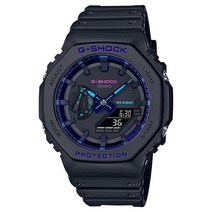 Casio 카시오 G-Shock 카본 코어 가드 블랙/ 블루 바이올렛 악센트 시계 GA-2100VB-1A