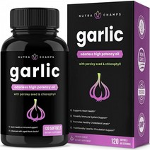 무취 마늘 알약 - 초강력 소프트젤 1000mg 면역 지원 보충제 심장 혈압 및 콜레스테롤 캡슐 파슬리 엽록소 숙성된 흑마늘 추출물로 강화