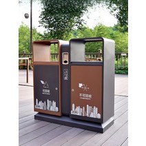 폐건전지수거함 분리수거함 야외 쓰레기통 스테인레스 스틸 대형, 실버 그레이 투컬러 + 201 스테인레스