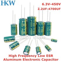 인덕터부품 2-50pcs 알루미늄 전해 콘덴서 6.3v 10v 16v 25v 63v 100v 400v 고주파 낮은 esr 47 미크로포맷 330 미크로포맷 470 호환 지원, 25v470uf 20pcs
