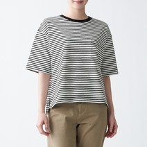 무인양품 MUJI 여성 태번수 크루넥 5부소매 티셔츠 BBA04A1S
