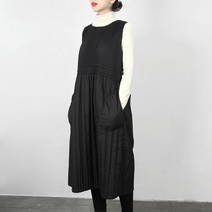 마담 플리츠 주름 하이퀄리티 누빔 퀼팅 스트링 클래식 롱 원피스