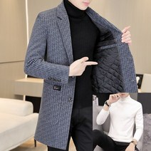 남자반코트 겨울 가을 패션 캐주얼 멋진 격자 무늬 재킷 청 의류 남성 하프 코트