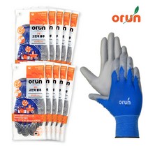 오런 작업용 PU 코팅장갑 고탄력블루, 고탄력블루(M), 10개