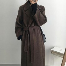벨트 벨티드 자켓 여성 재킷 지 스타일 따뜻한 용 겨울 롱 코트 클래식 레트로 트렌치 모직 세련된