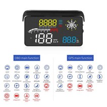 D1 Hud Car Head-up Display High Definition Obdgps Dual System Navigation Speedometer Projector Overs, [01] Black