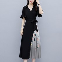 [흔훤국제] 쉬폰롱원피스 가을원피스 30대 대학생 하객룩 플러스사이즈 40대 50대 모임옷