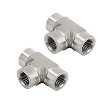Yoebor Metalwork 304 스테인리스 스틸 파이프 피팅 단조 티 1.3cm(1/2인치) NPT 암 x 2개, 3/8