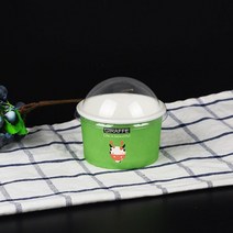 물결종이컵 크라프트종이컵 크래프트용기 100pcs 85200ml 일회용 아이스크림 종이, 초록